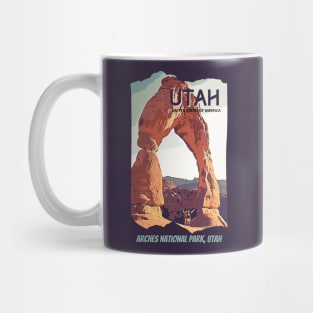 Arches National Park, Utah - for adventure lover, camping, hiking, outdoor, wildflower, mountain, waterfall, road trip, desert, Retro vintage comic style design Mug